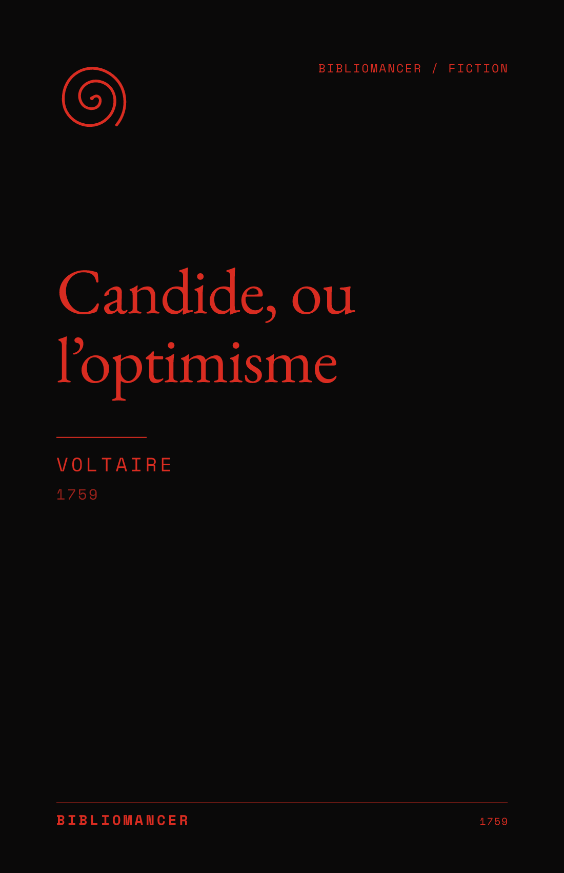 Candide, ou l’optimisme by Voltaire — Bibliomancer edition cover