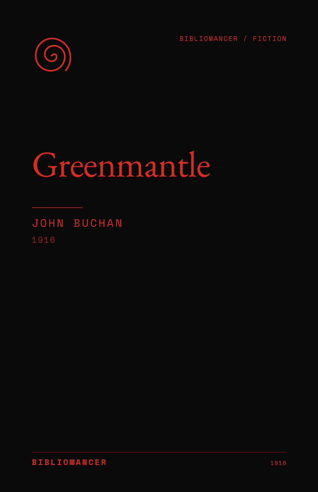 Greenmantle by John Buchan — Bibliomancer edition cover