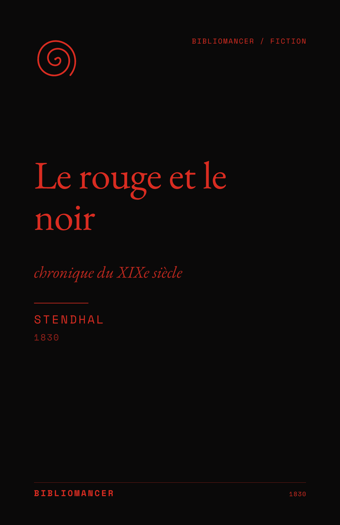 Le rouge et le noir by Stendhal — Bibliomancer edition cover