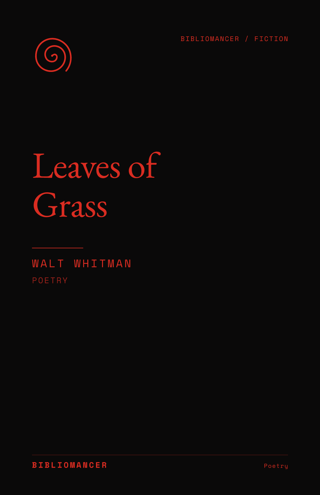 Leaves of Grass by Walt Whitman — Bibliomancer edition cover
