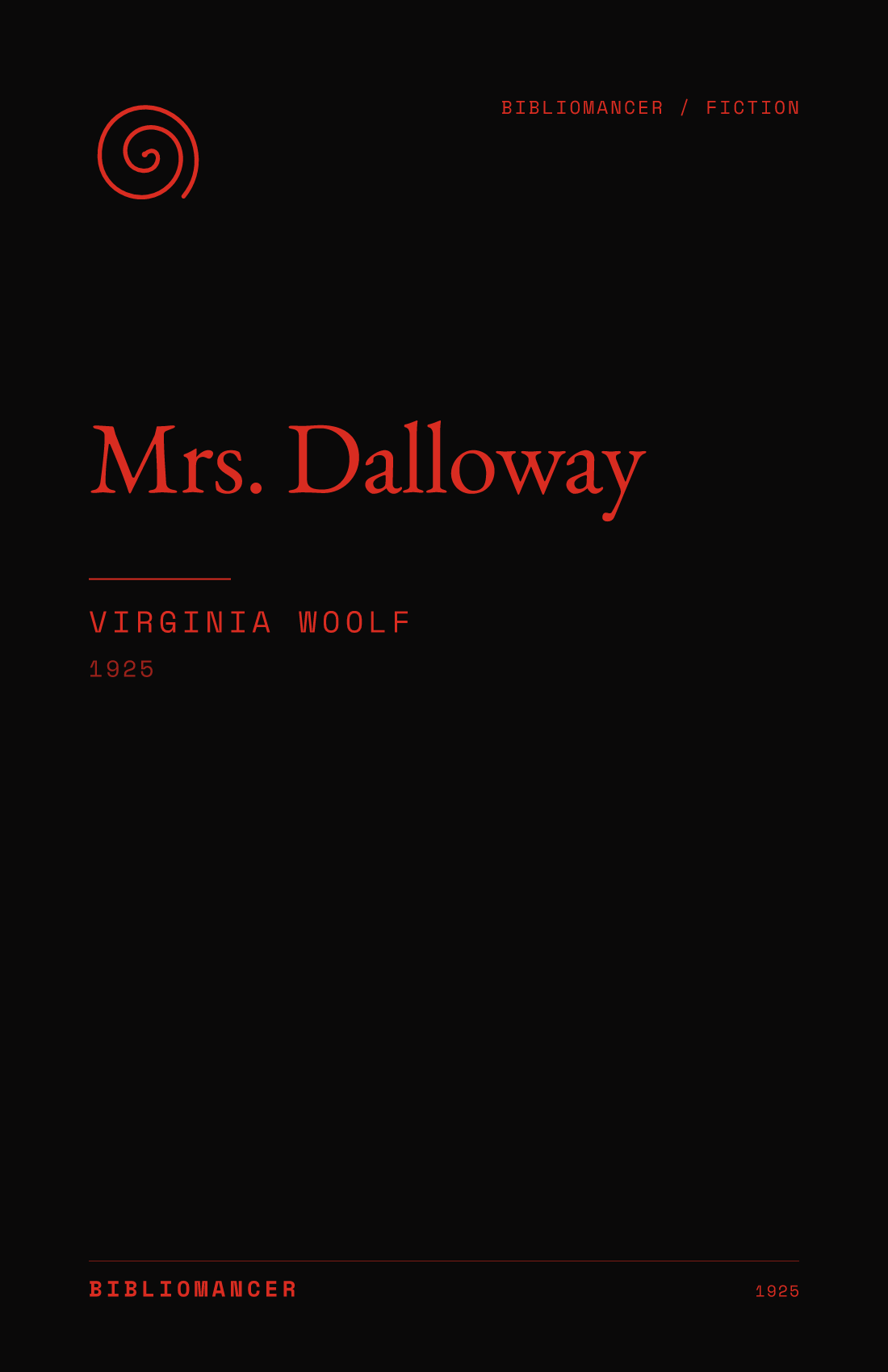 Mrs. Dalloway by Virginia Woolf — Bibliomancer edition cover