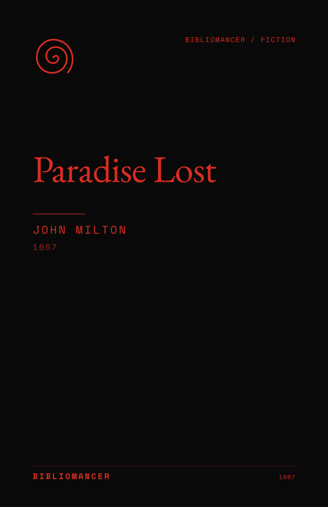Paradise Lost by John Milton — Bibliomancer edition cover