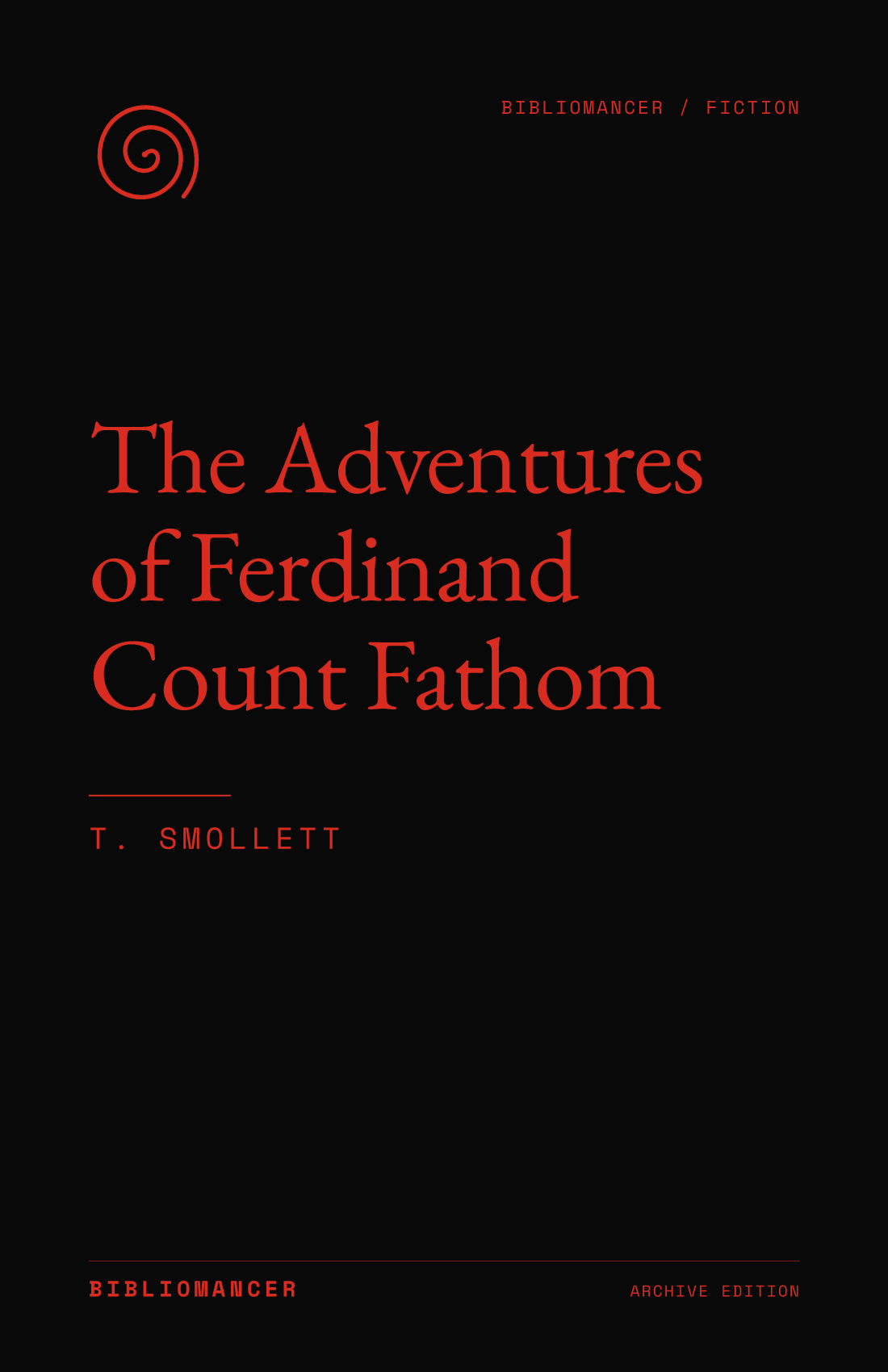 The Adventures of Ferdinand Count Fathom by T. Smollett — Bibliomancer edition cover