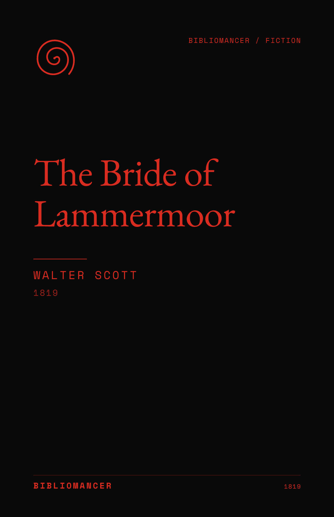 The Bride of Lammermoor by Walter Scott — Bibliomancer edition cover