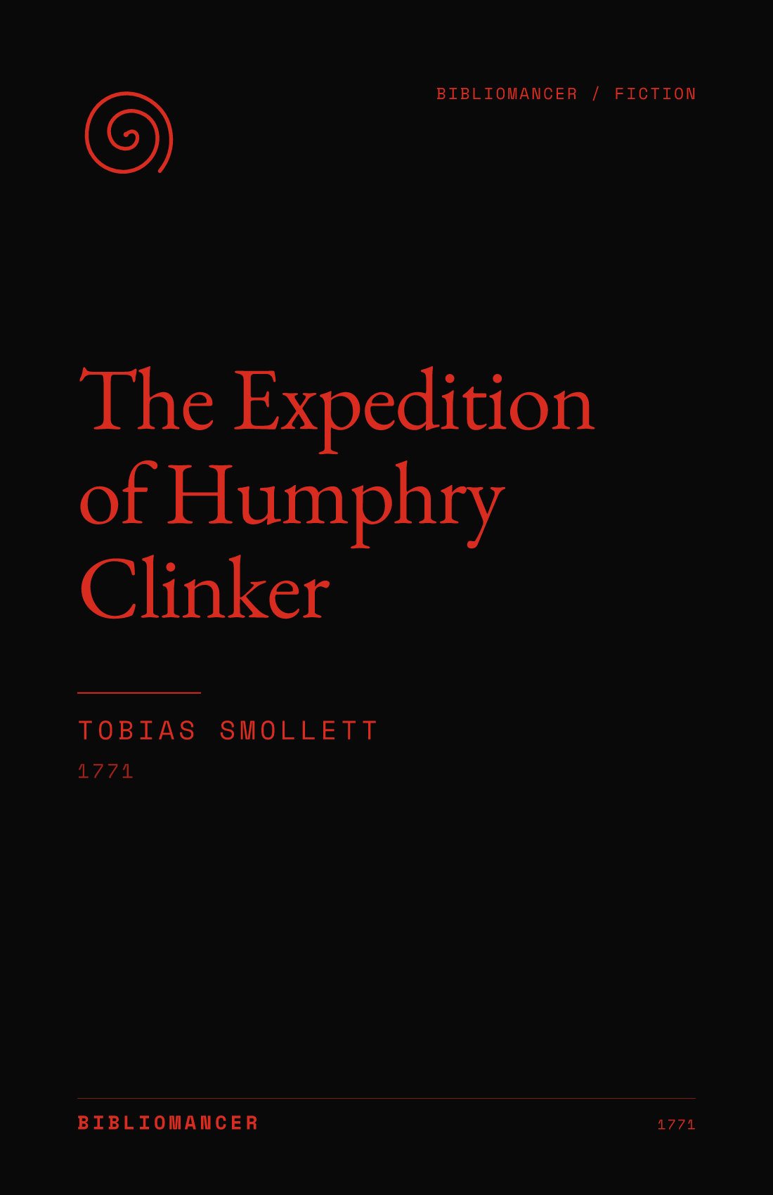 The Expedition of Humphry Clinker by T. Smollett — Bibliomancer edition cover