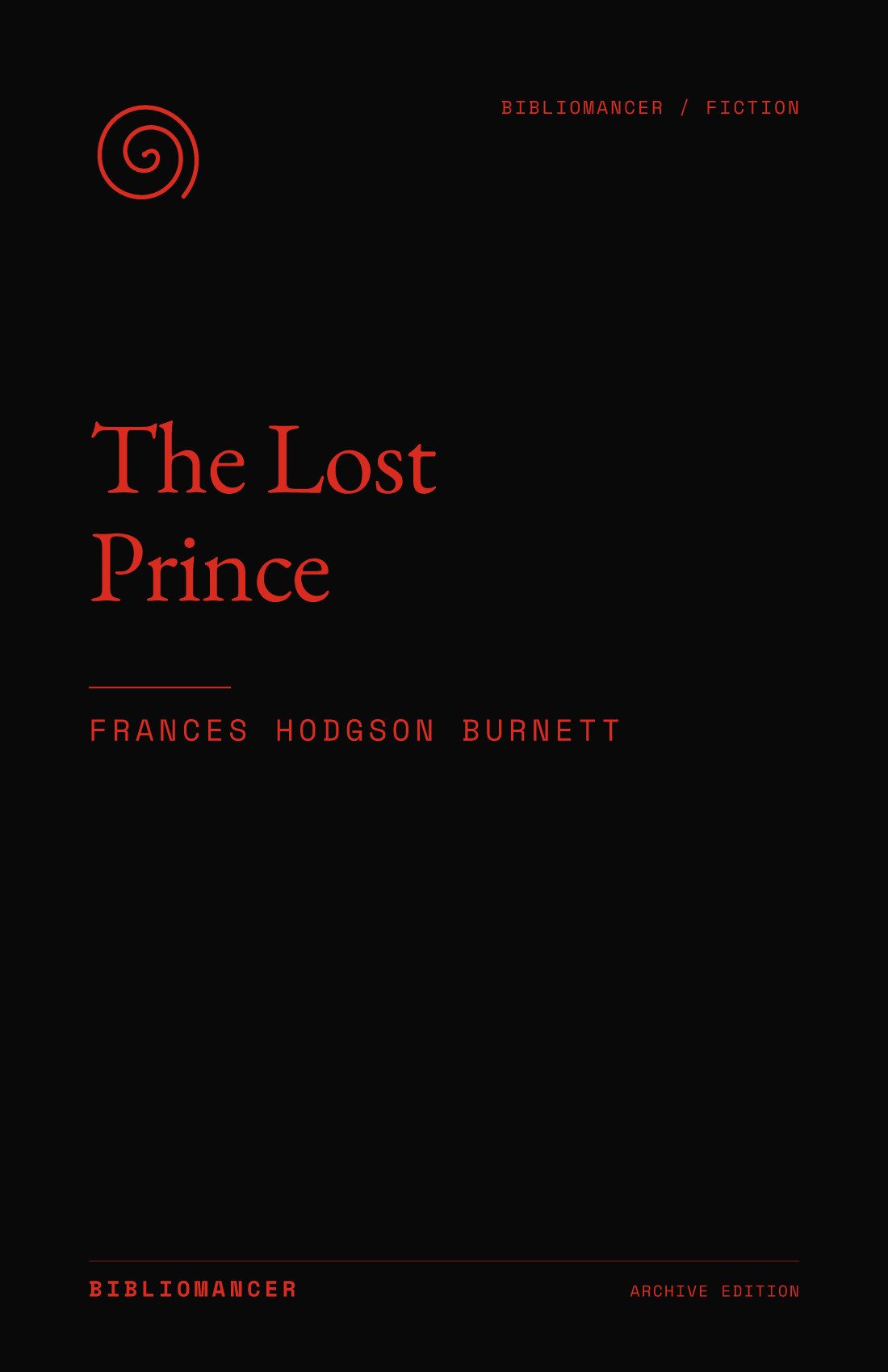 The Lost Prince by Frances Hodgson Burnett — Bibliomancer edition cover
