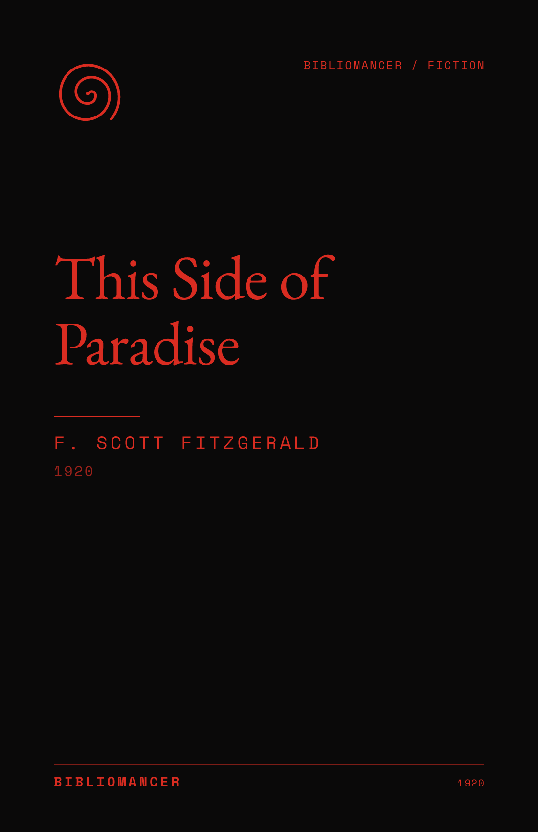 This Side of Paradise by F. Scott Fitzgerald — Bibliomancer edition cover